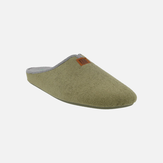 Zapatillas de casa abiertas para hombre en tejido toalla
