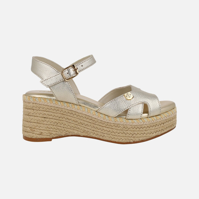 Karan leather wedged espadrilles