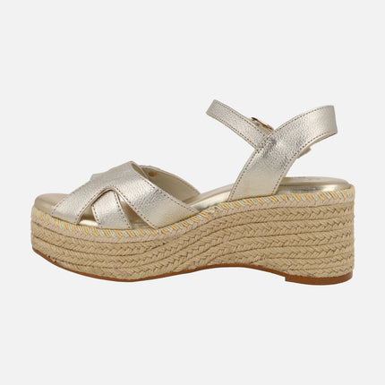 Karan leather wedged espadrilles