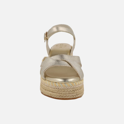 Karan leather wedged espadrilles