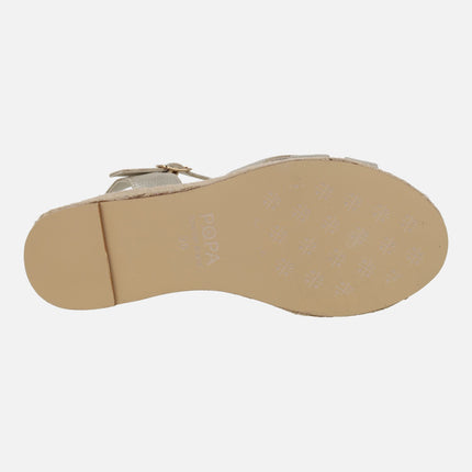 Karan leather wedged espadrilles
