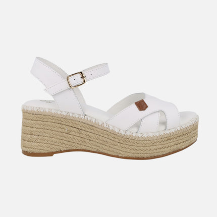 Karan leather wedged espadrilles