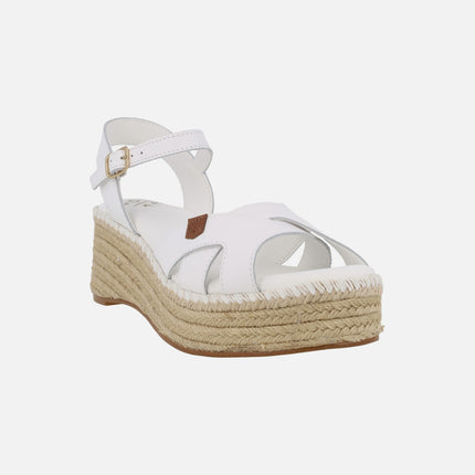 Karan leather wedged espadrilles