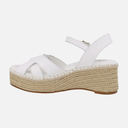 Karan leather wedged espadrilles