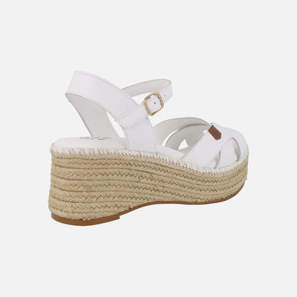 Karan leather wedged espadrilles