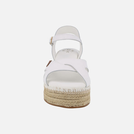 Karan leather wedged espadrilles