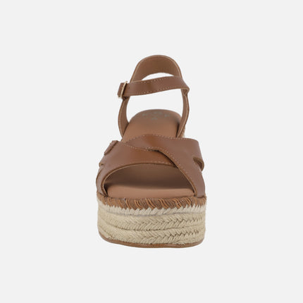 Karan leather wedged espadrilles