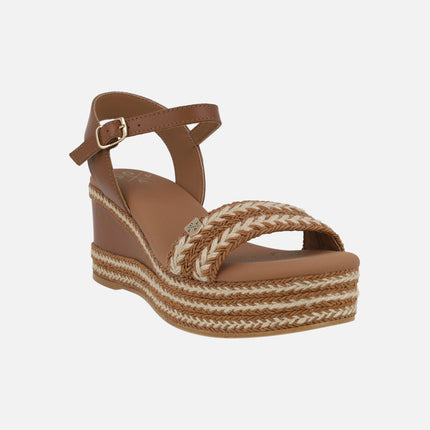Sandalias combinadas Arambol con pulsera al tobillo y cuña