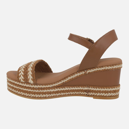 Sandalias combinadas Arambol con pulsera al tobillo y cuña