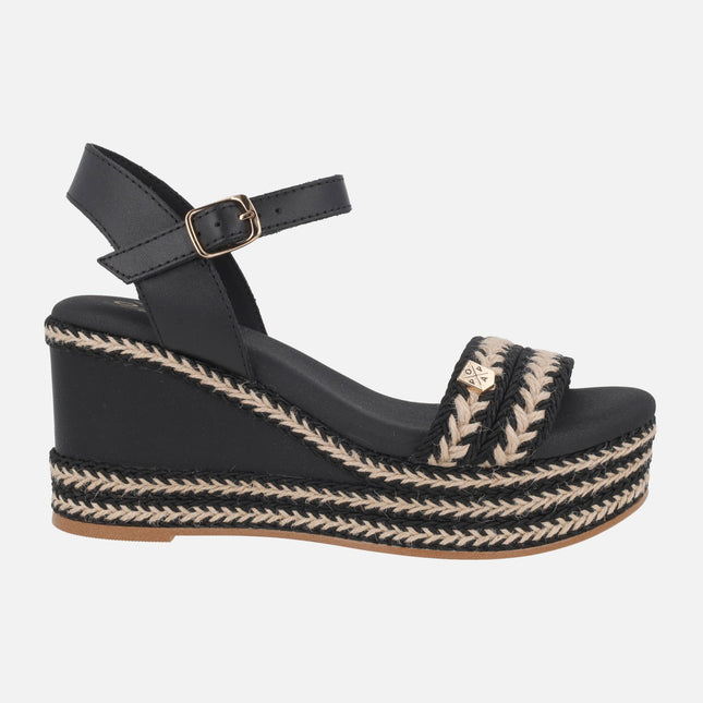 Arambol combined sandals with ankle strap and wedge
