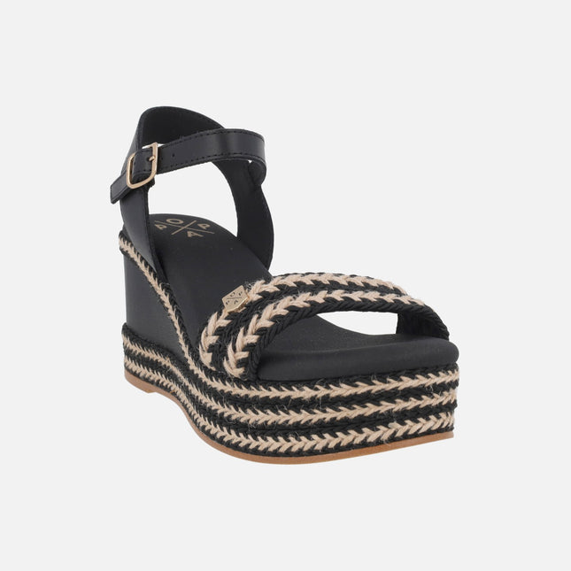 Arambol combined sandals with ankle strap and wedge