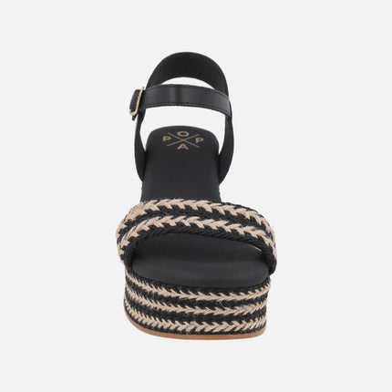 Sandalias combinadas Arambol con pulsera al tobillo y cuña