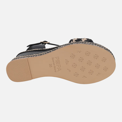 Sandalias combinadas Arambol con pulsera al tobillo y cuña