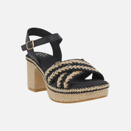 Sandalias Melia con tacón y plataforma de yute