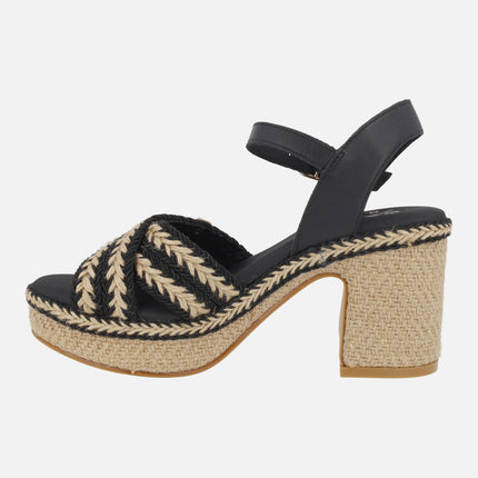 Sandalias Melia con tacón y plataforma de yute
