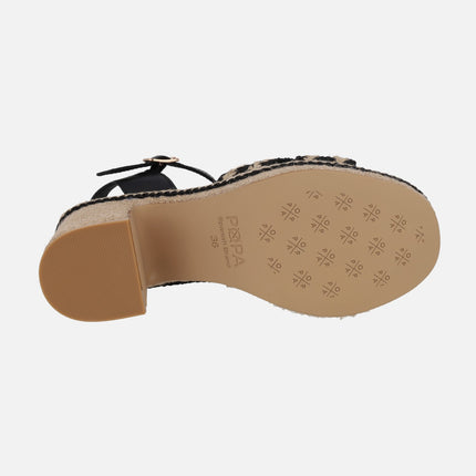 Sandalias Melia con tacón y plataforma de yute