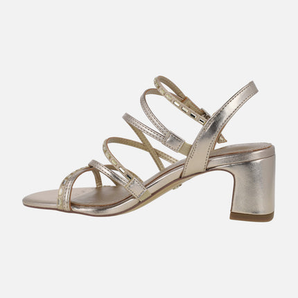 Strappy sandals in metallic gold with 6 cm heels