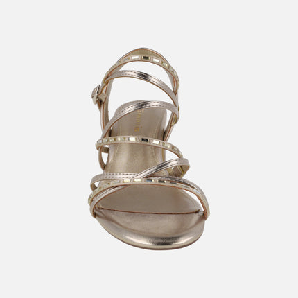 Strappy sandals in metallic gold with 6 cm heels