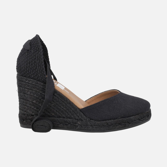 Alpargatas de lino campesinas con cintas para mujer