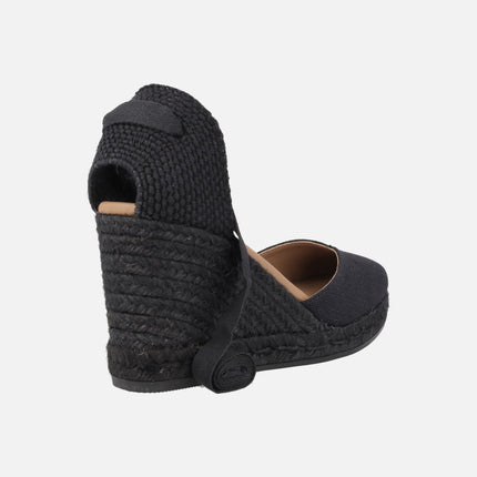 Peasant linen espadrilles with ribbons for women