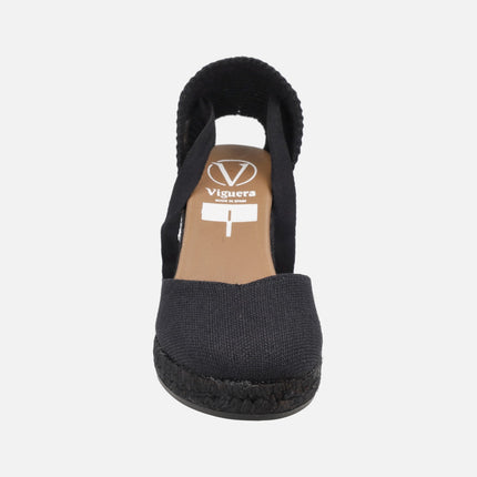 Peasant linen espadrilles with ribbons for women