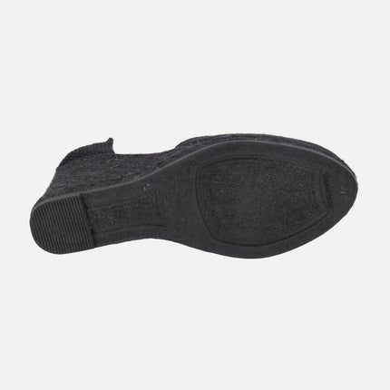 Peasant linen espadrilles with ribbons for women