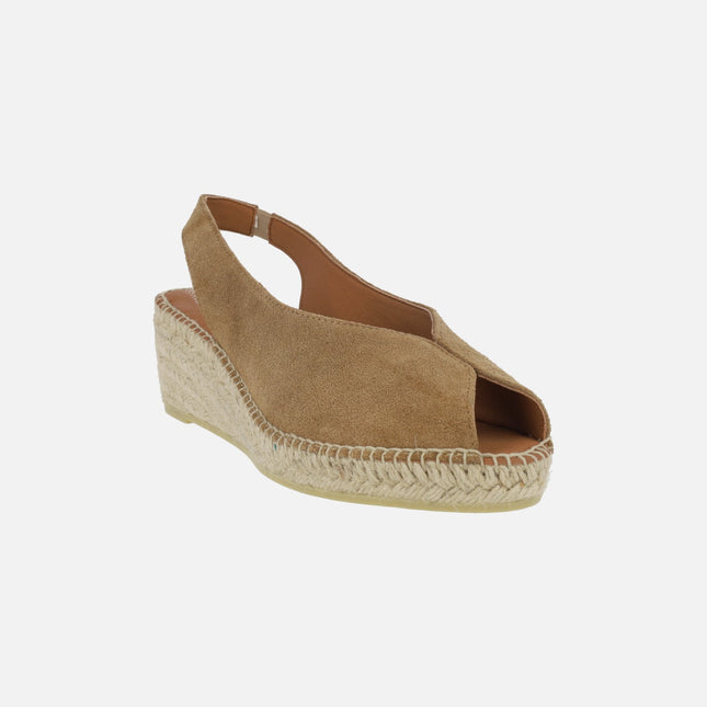 Zapatillas de esparto destalonadas en serraje con puntera abierta