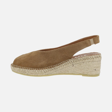 Peep toe Suede leather espadrilles