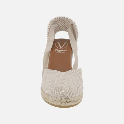 Peasant linen espadrilles with ribbons for women