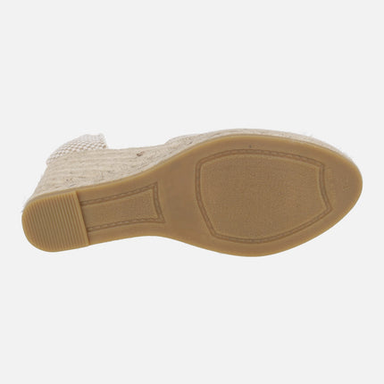 Peasant linen espadrilles with ribbons for women