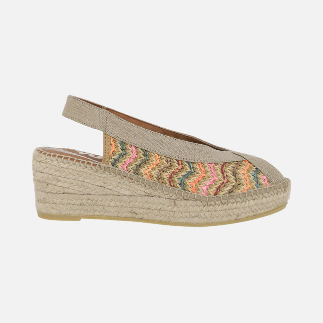 Alpargatas en rafia multicolor abiertas de puntera Yuteflex