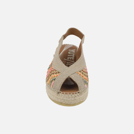 Alpargatas en rafia multicolor abiertas de puntera Yuteflex