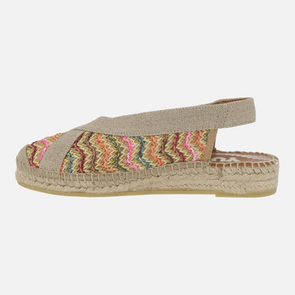 Low slingback espadrilles in multicolored braided raffia