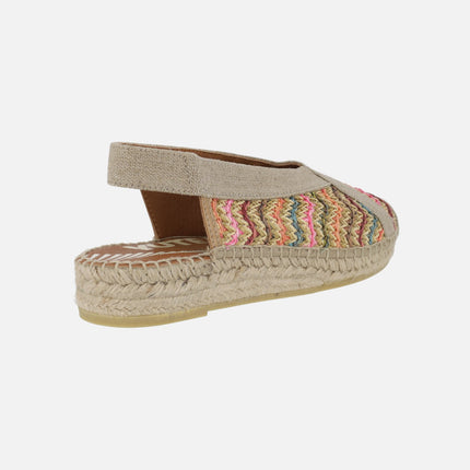 Low slingback espadrilles in multicolored braided raffia