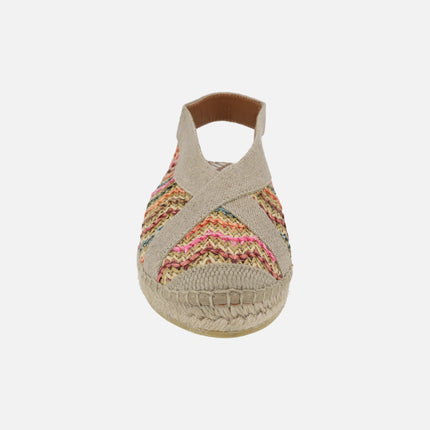Low slingback espadrilles in multicolored braided raffia