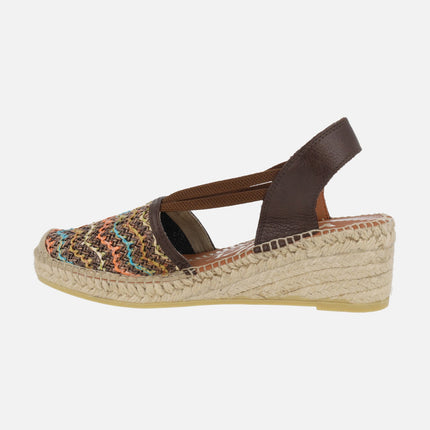 Zapatillas de esparto en rafia trenzada multicolor con elásticos