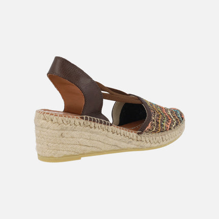 Zapatillas de esparto en rafia trenzada multicolor con elásticos