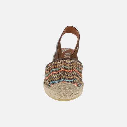 Zapatillas de esparto en rafia trenzada multicolor con elásticos