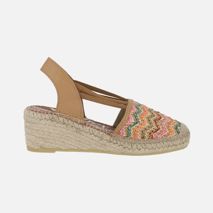 Zapatillas de esparto en rafia trenzada multicolor con elásticos