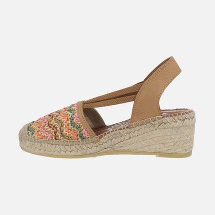 Zapatillas de esparto en rafia trenzada multicolor con elásticos