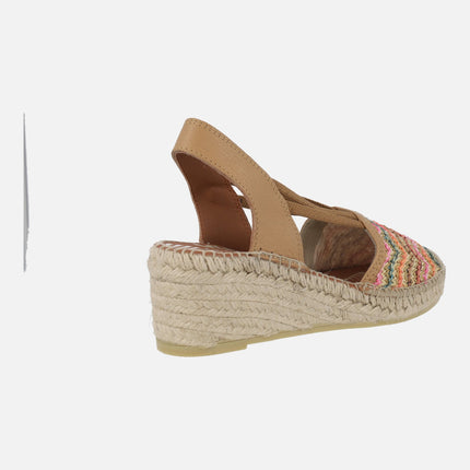 Zapatillas de esparto en rafia trenzada multicolor con elásticos