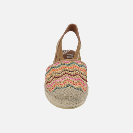 Zapatillas de esparto en rafia trenzada multicolor con elásticos