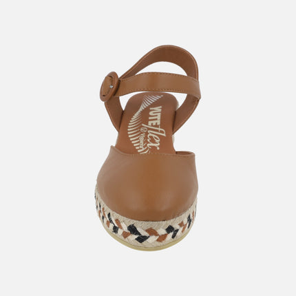 Alpargatas valencianas de piel con hebilla y cuña Yuteflex