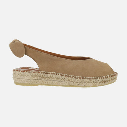 Low espadrilles in suede leather with bow detail