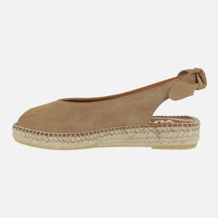 Low espadrilles in suede leather with bow detail