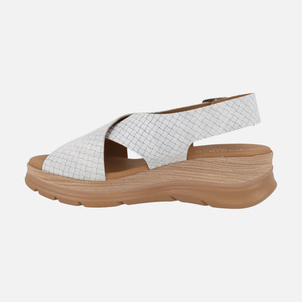 White braided effect leather sandals