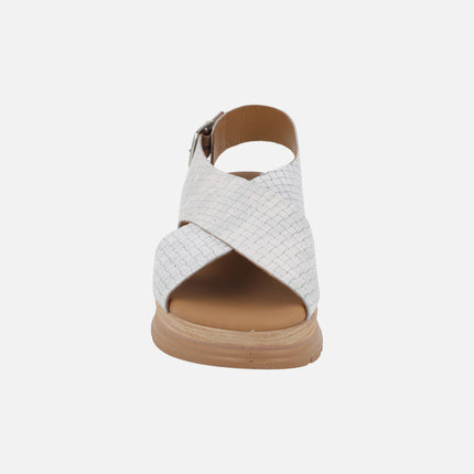 White braided effect leather sandals