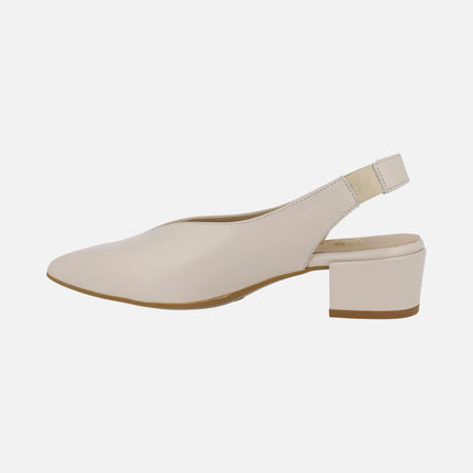 Alba slingback pumps in leather with low heel