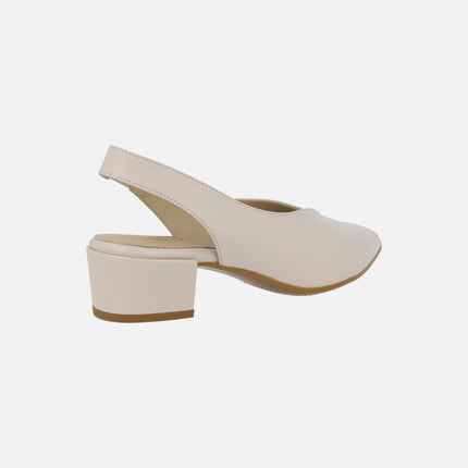 Alba slingback pumps in leather with low heel