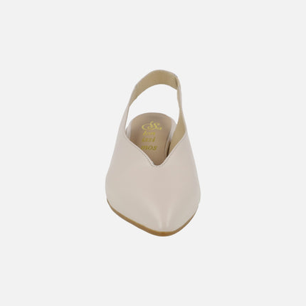 Alba slingback pumps in leather with low heel